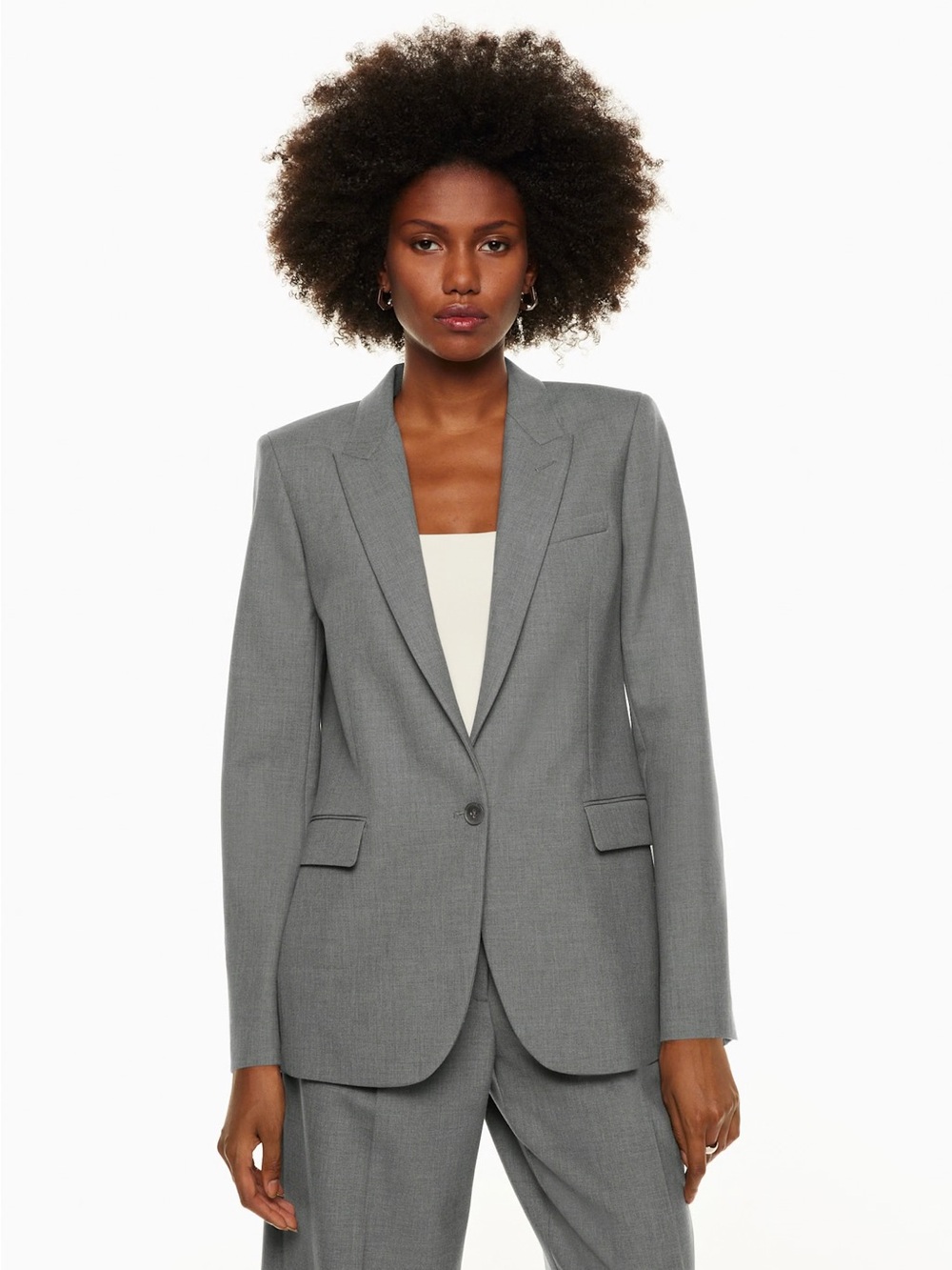Aritzia Women's Gray Tailored Single-Button Blazer